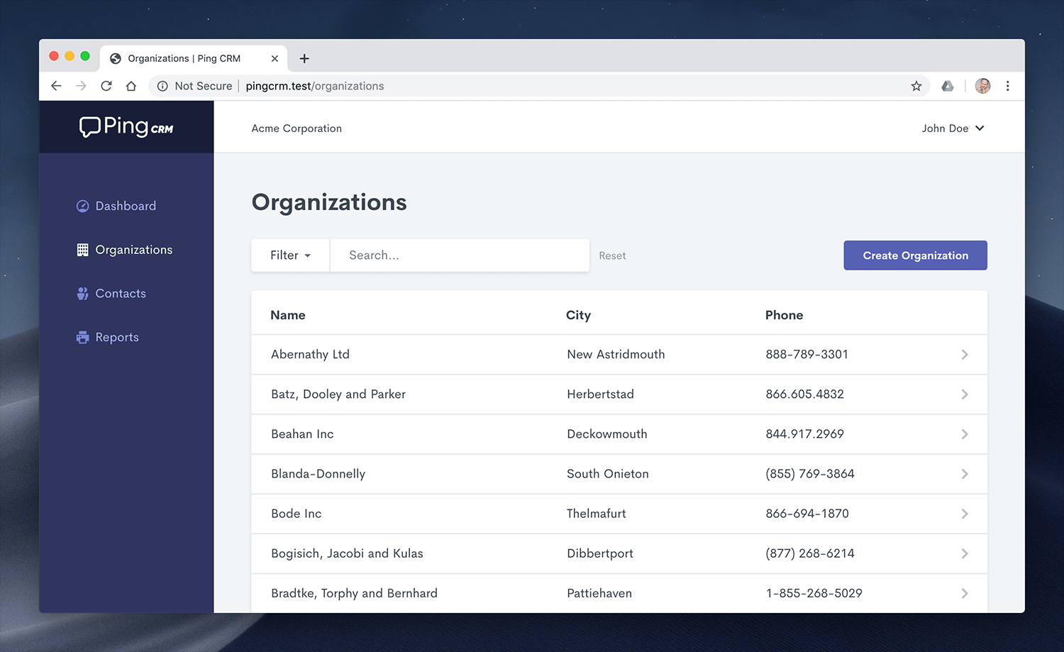 Ping CRM demo